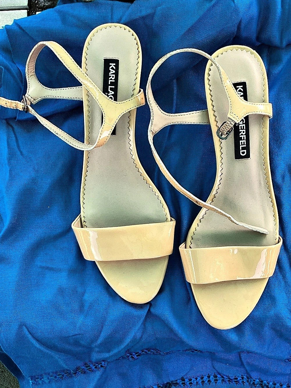 KARL LAGERFELD Women's Patent Strap Sandals in Yellow